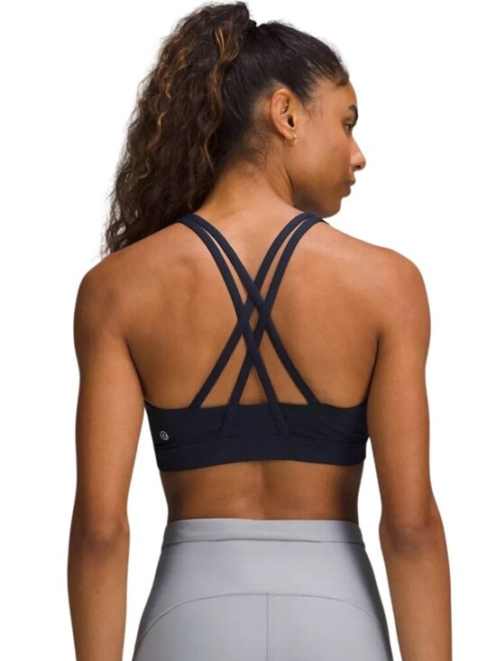 lululemon athletica Other - Lululemon Energy Bra Strappy Back Sports Bra Size 4 Navy Blue Gym Athletic